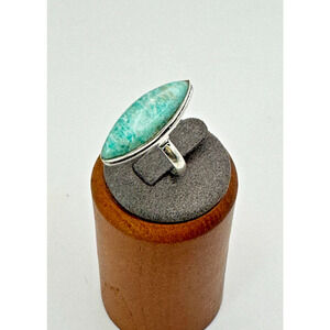 Colorado Jade Stone Estate Ring .925 Stone Sz 6.5, 4.26 Grams - 1"